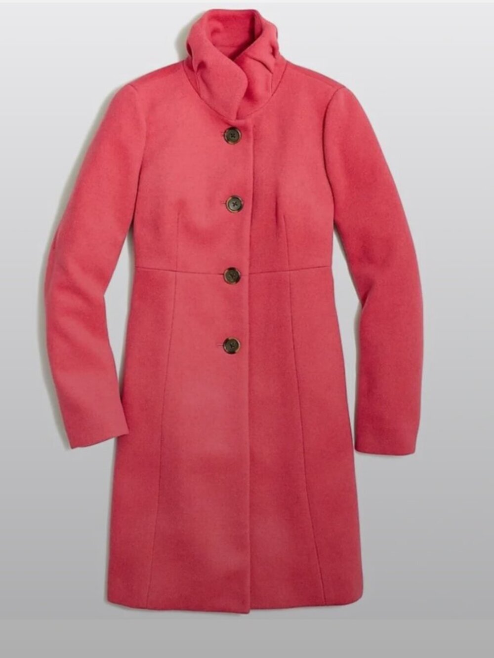 J Crew Uptown Dress Coat Jacket Wool Pockets Button Down Pleated Collar Pink 8